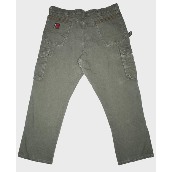 Wrangler Riggs Mens Pants 38X30 Green Utility Cargo Carpenter Workwear Tactical - Picture 2 of 11